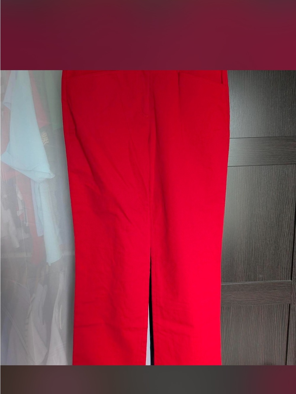 NWT Burberry Golf Red Fine Corduroy Ankle Trousers Nova Check Trim Size US 6 - Picture 6 of 8